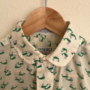 Vintage blouse with whale pattern M